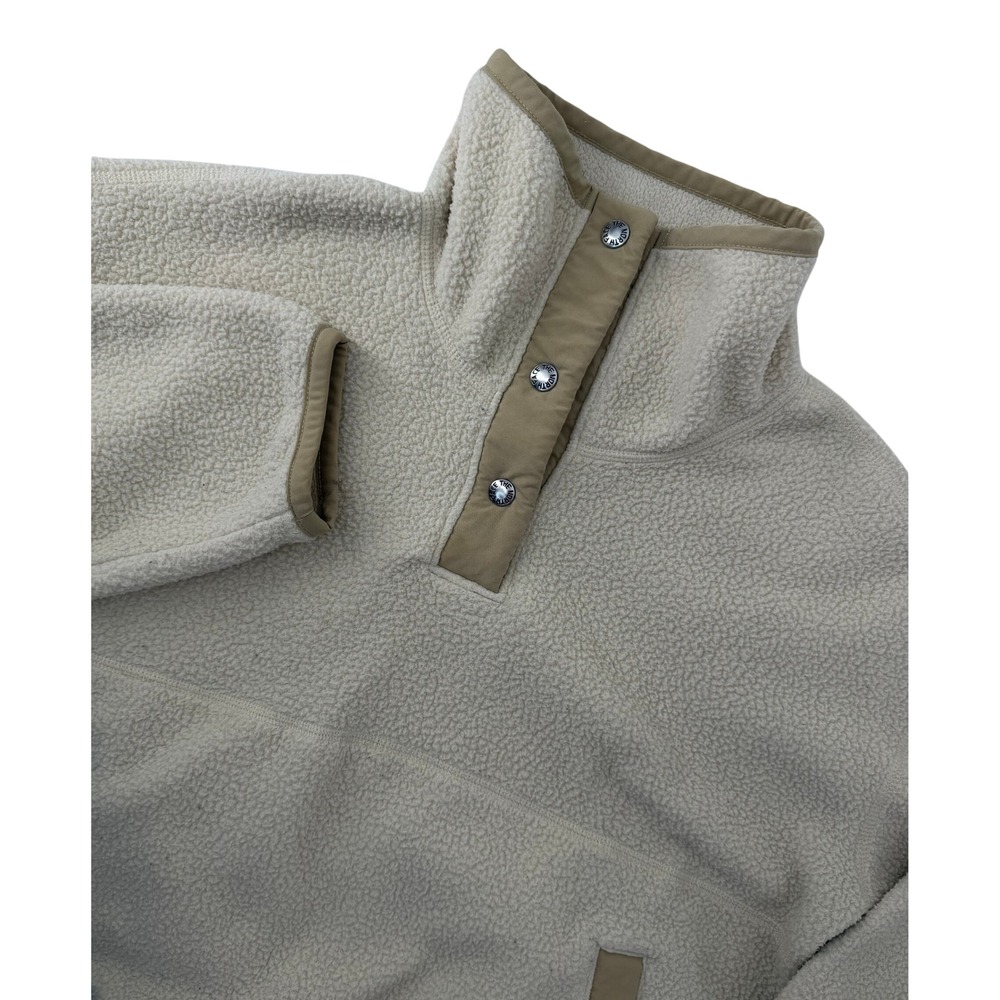 The North Face Womens Oatmeal Sherpa Fleece Quarter Snap Pullover Beige Medium